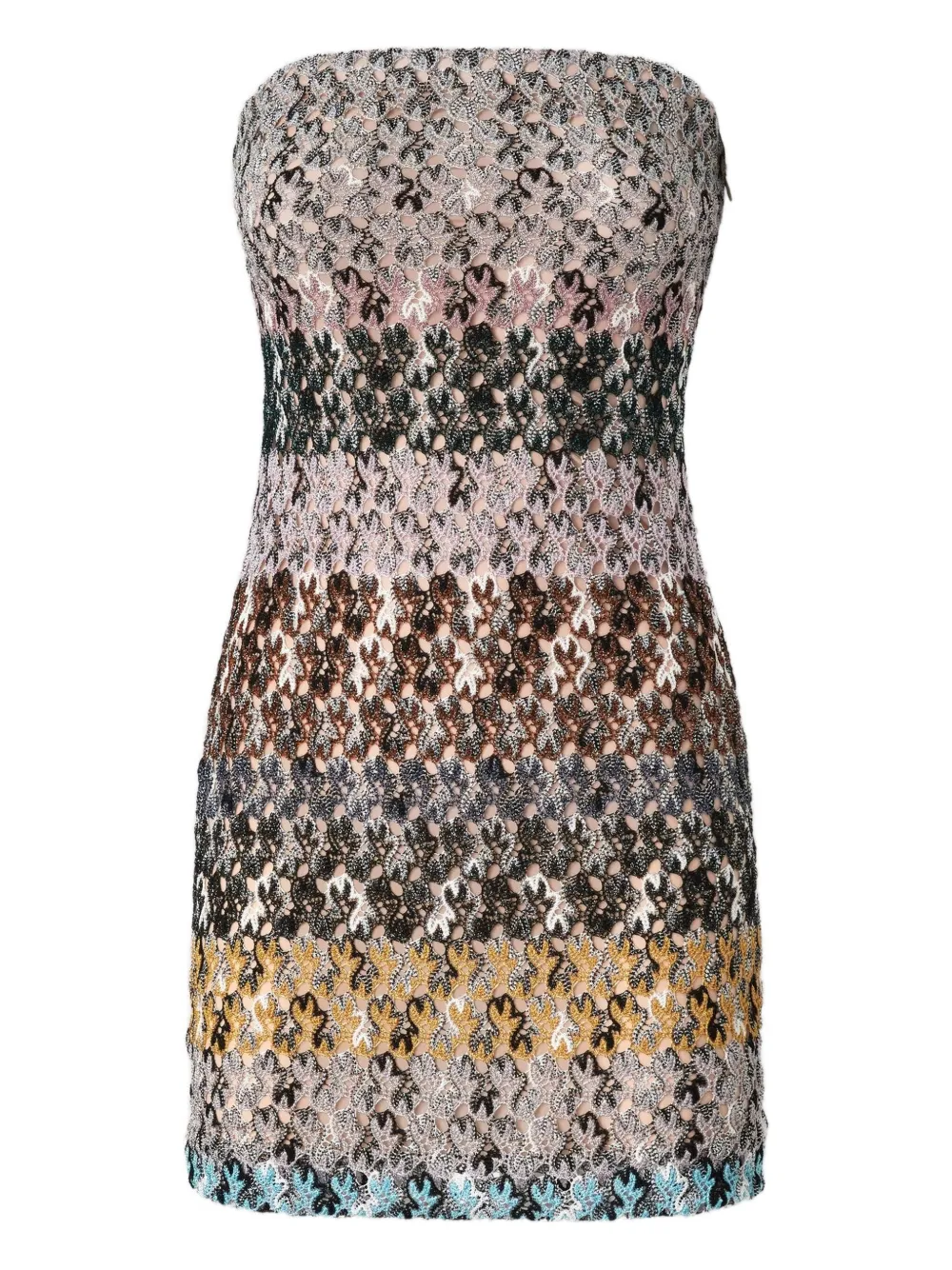 Missoni Strapless Embellished Mini Cocktail Dress In Brown