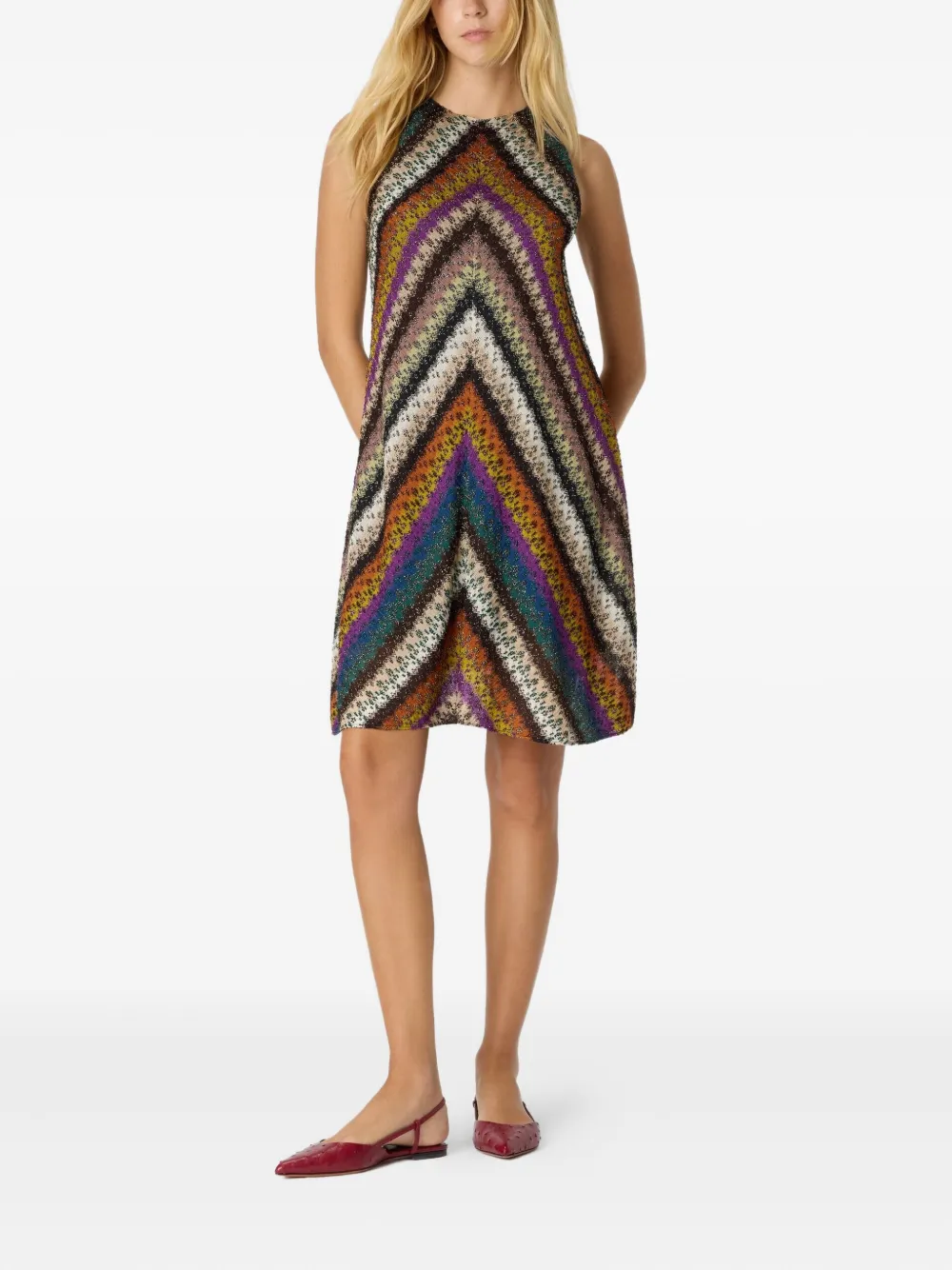 Missoni zigzag-pattern sleeveless mini dress - Oranje
