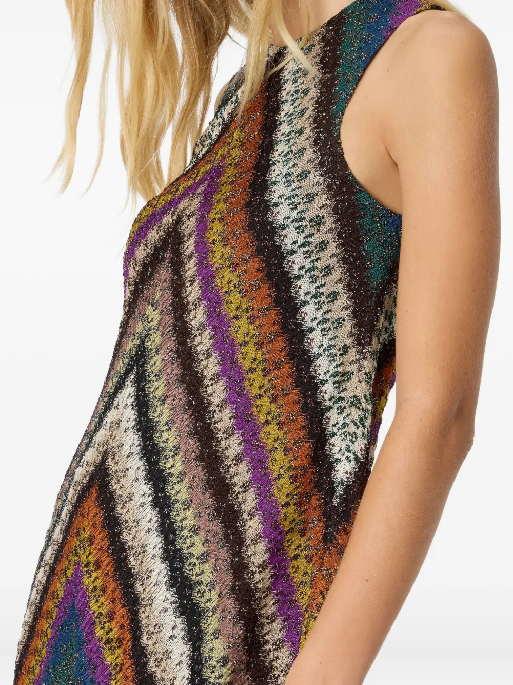 Missoni Mouwloze mini-jurk met zigzagpatroon Oranje