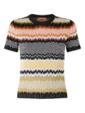 Missoni chevron-pattern short-sleeved knit top - Black