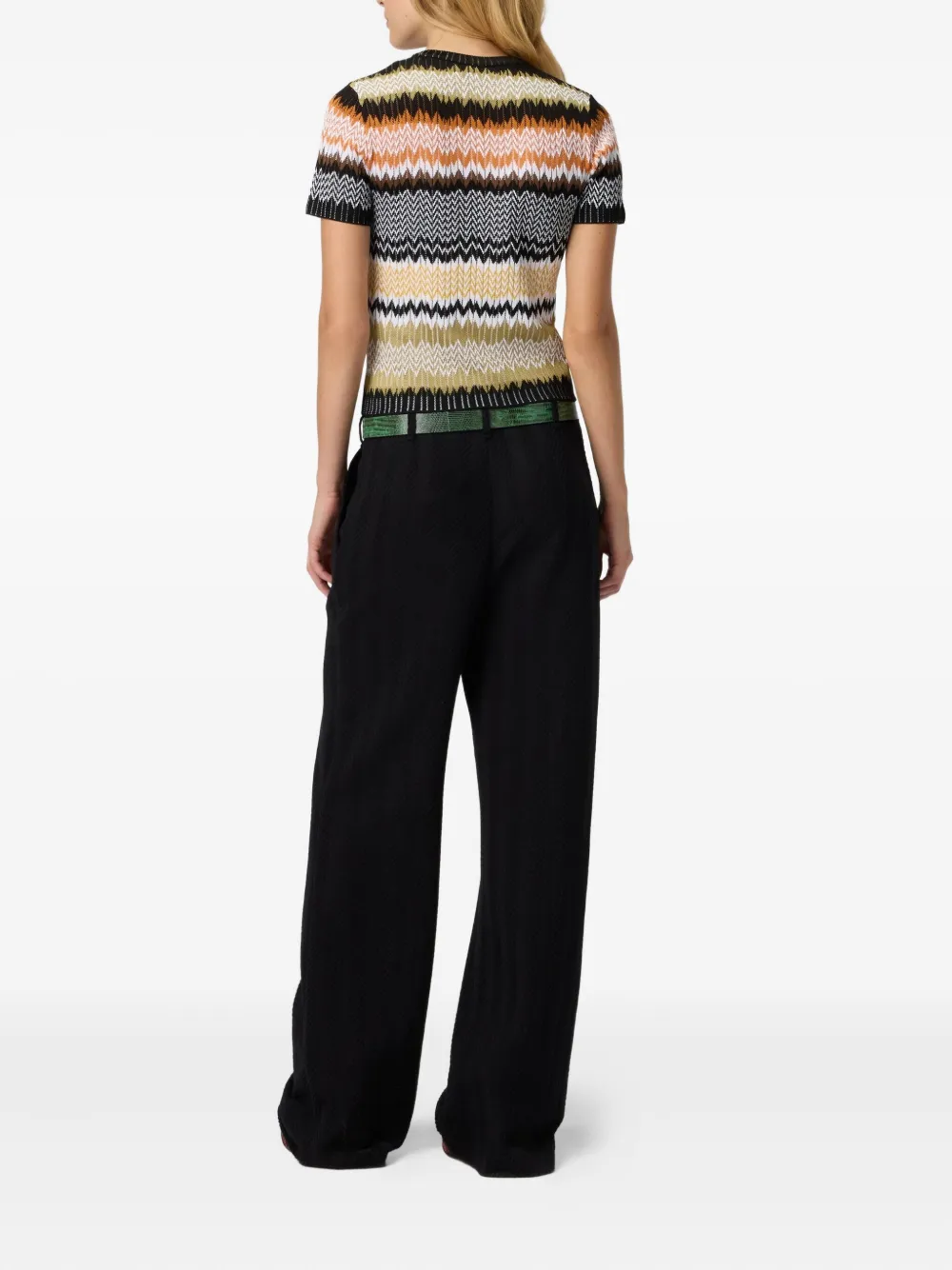 Missoni chevron-pattern short-sleeved knit top Zwart
