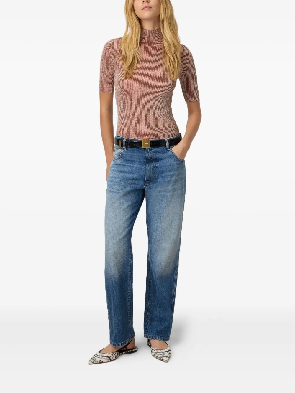 Missoni Metallic-effect Ribbed-knit Top In Burgundy