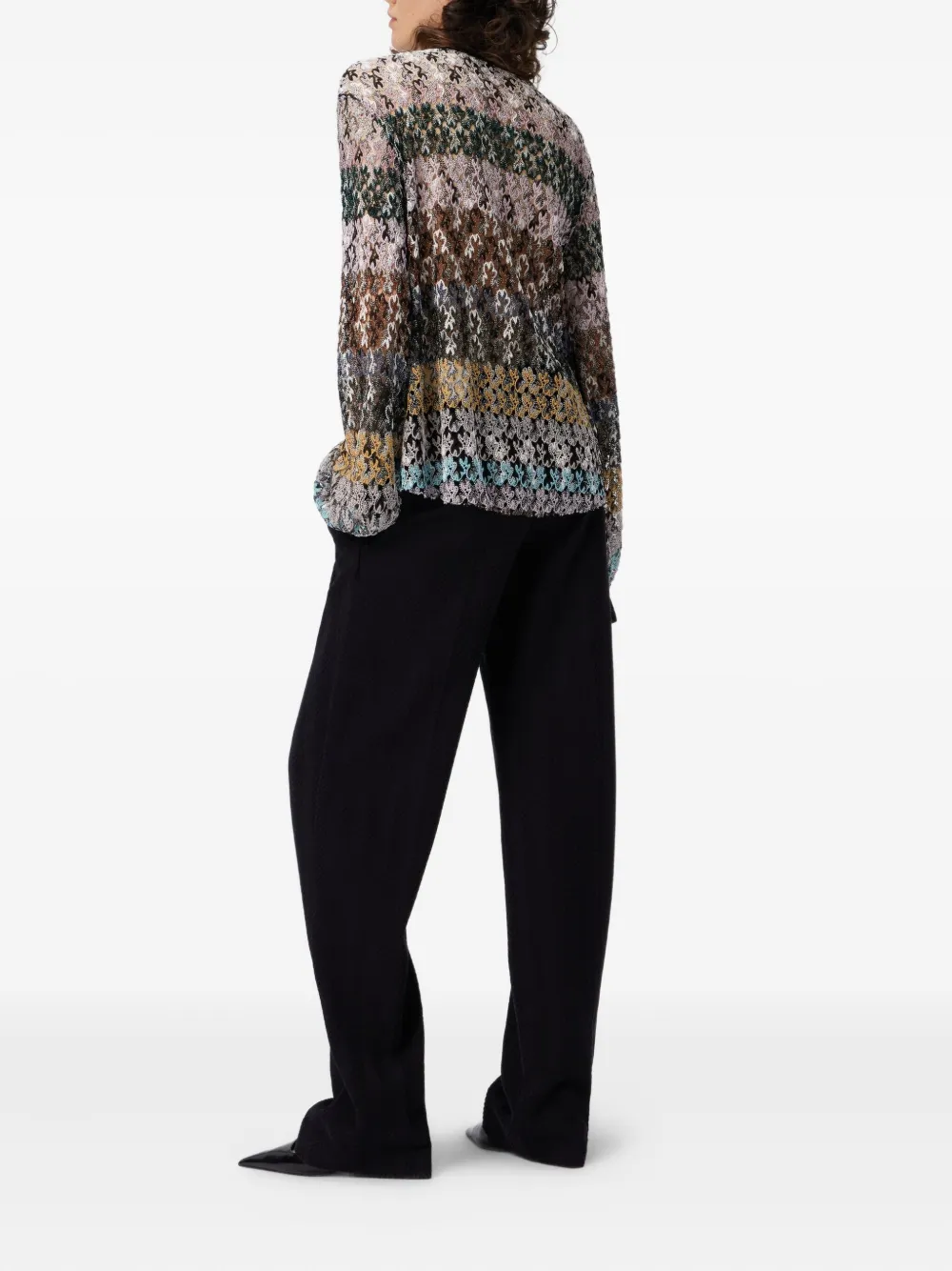 Missoni Floral-lace Long-sleeve Top In Multi