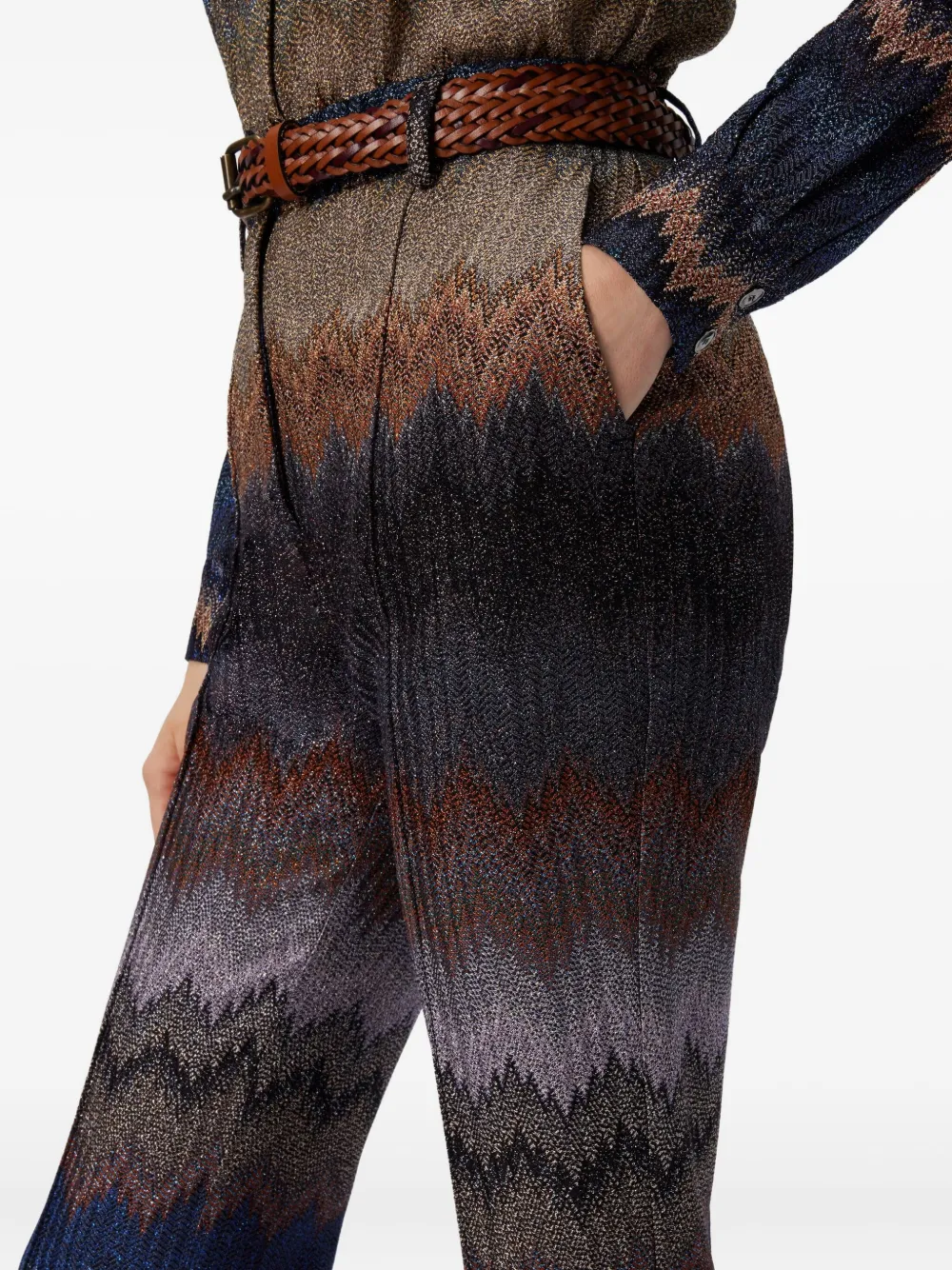 Missoni Broek met glitter en zigzag patroon Grijs