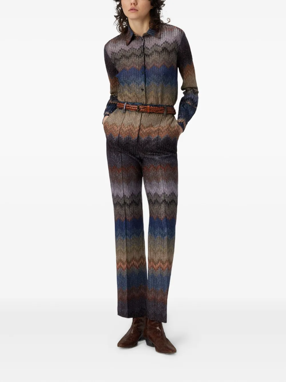 Missoni Broek met glitter en zigzag patroon - Grijs