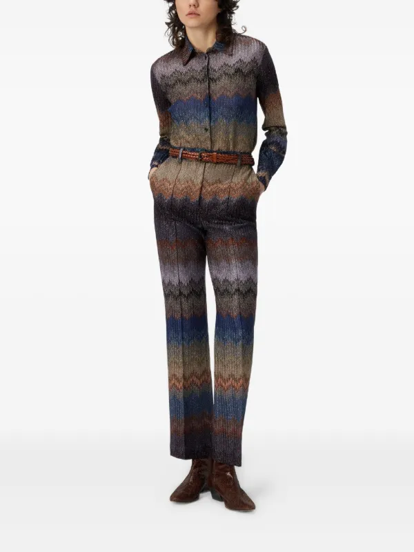 Missoni zigzag-pattern glitter-effect Trousers | Grey