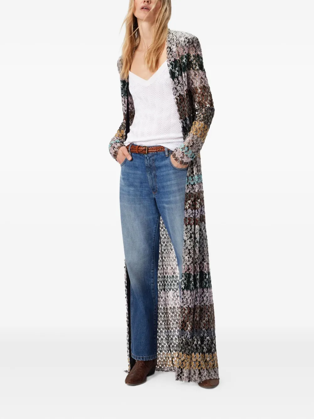Missoni knitted long cardigan Bruin