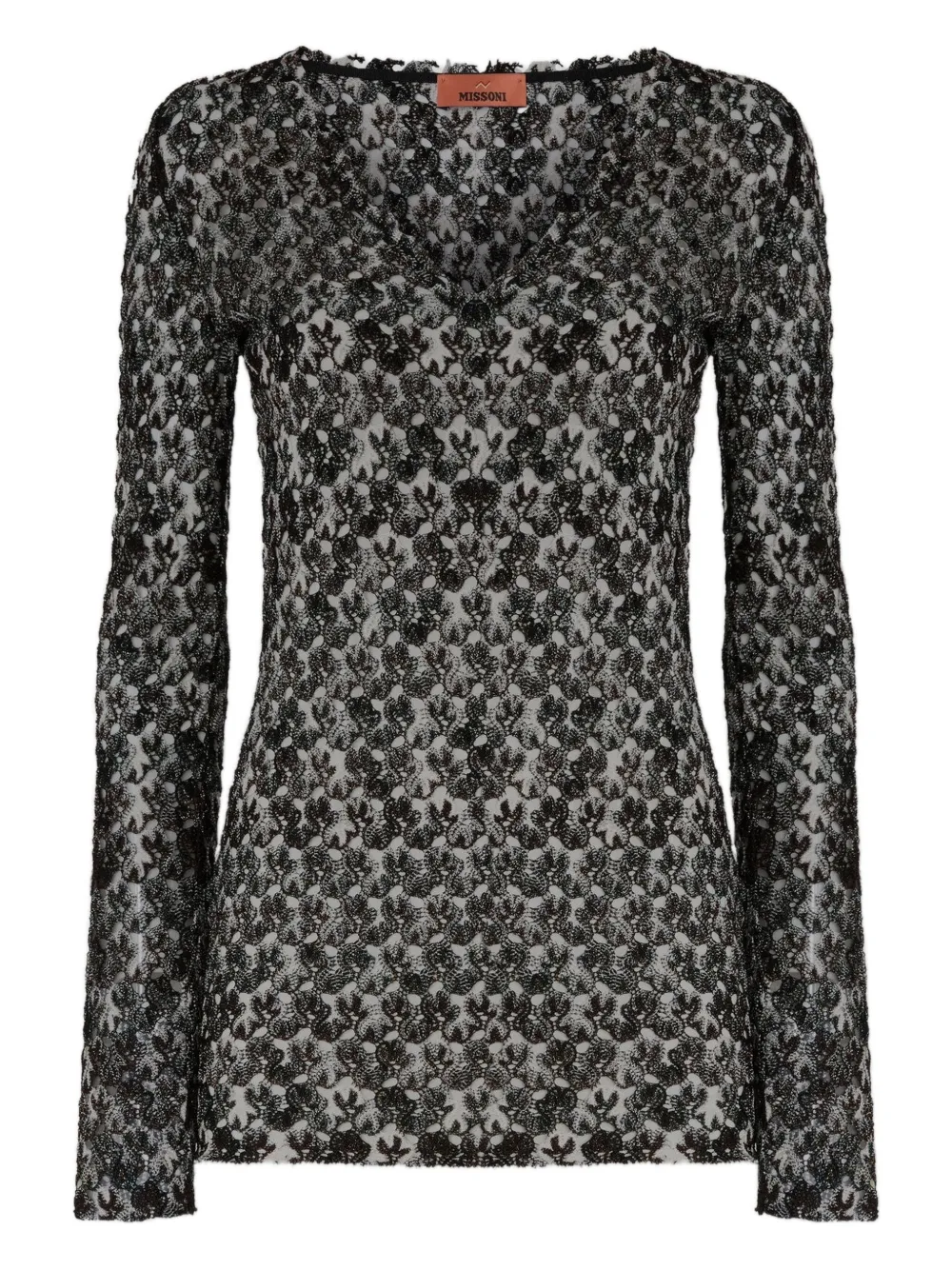 Missoni Floral-lace Long-sleeve Top In Black