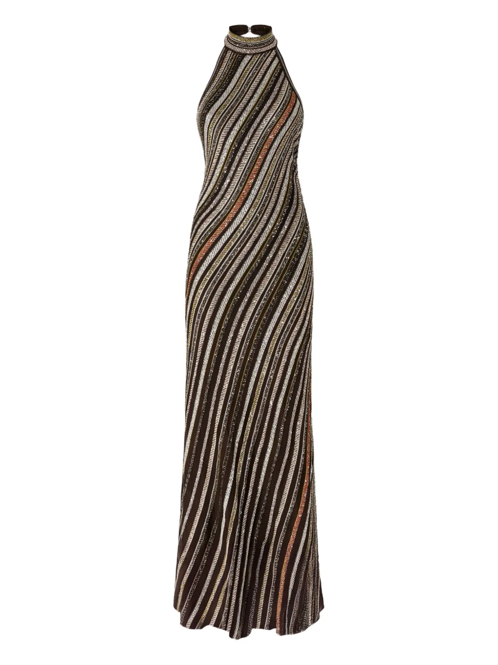 Missoni halterneck striped maxi dress Bruin