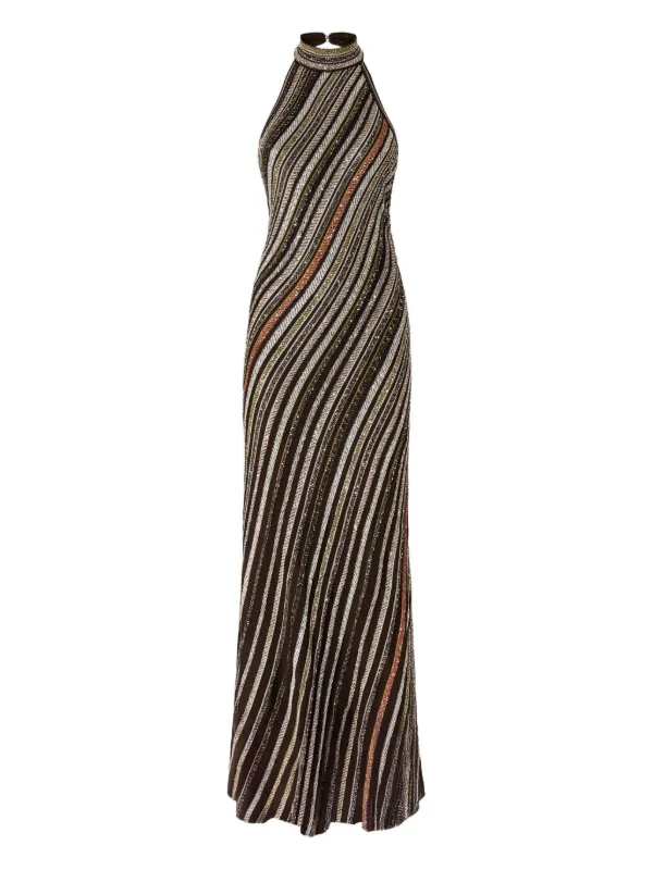 chinese dress ladies Missoni Summer Knit Colorful Herringbone Print Open Beck Maxi Dress –  roschic main image 0
