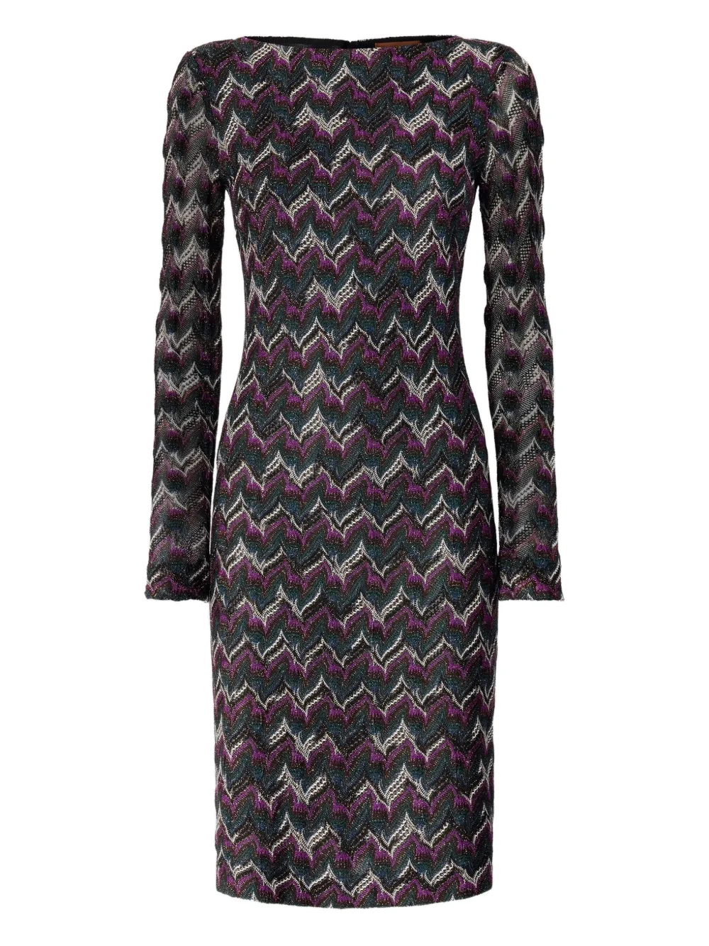 Missoni zigzag-pattern long-sleeve mini dress Blauw