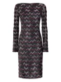 Missoni zigzag-pattern long-sleeve mini dress - Blue