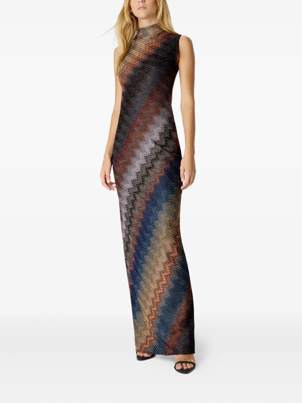 Missoni zigzag-pattern high-neck maxi dress - Veelkleurig