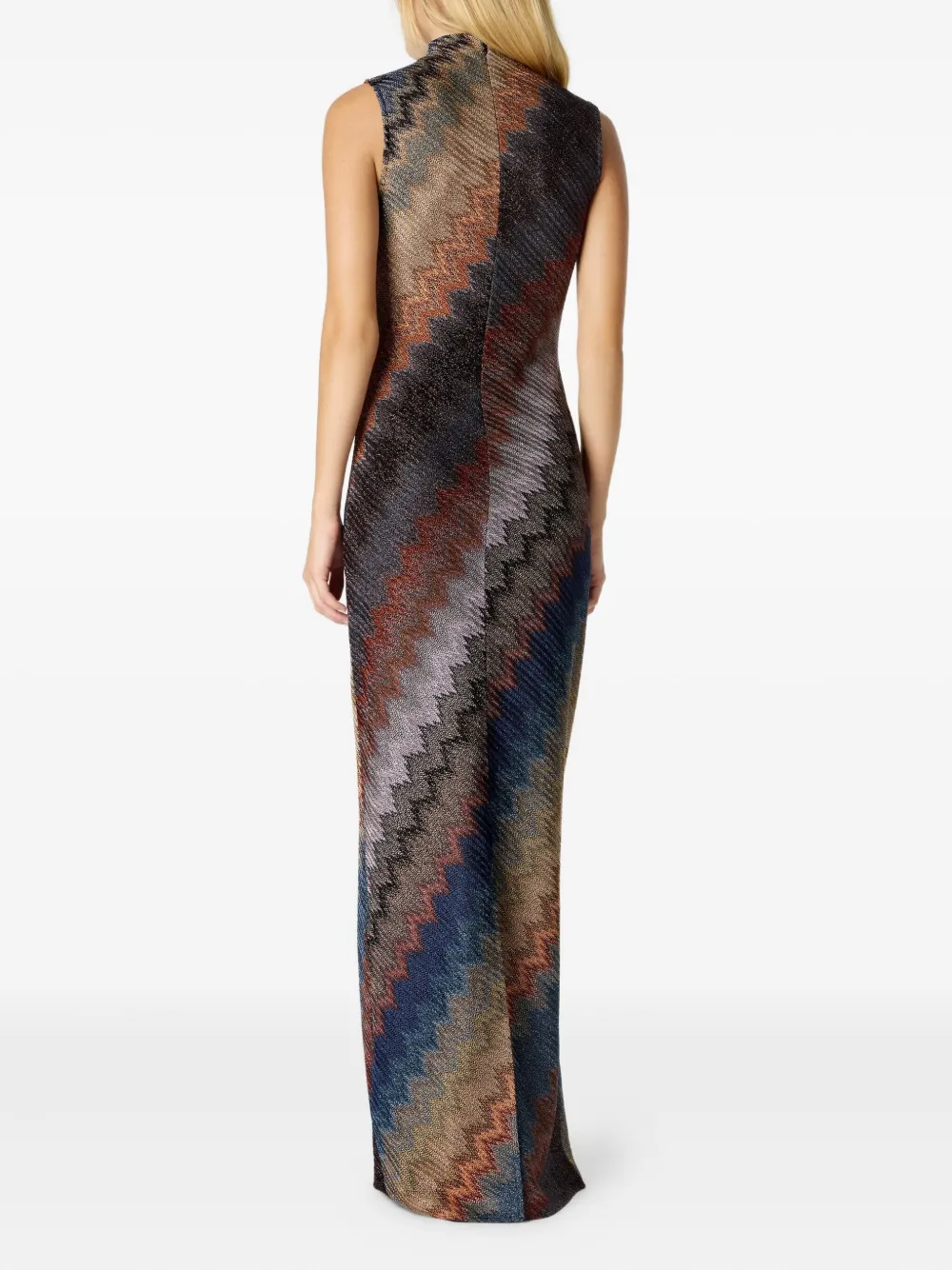 Missoni Maxi-jurk met zigzag patroon en hoge hals Veelkleurig