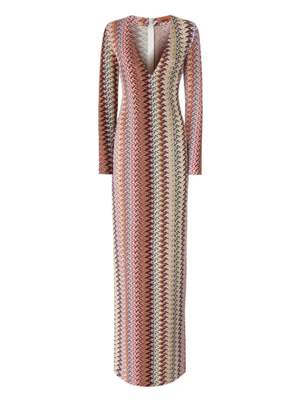 Missoni chevron-pattern Maxi Dress | Brown | FARFETCH ID