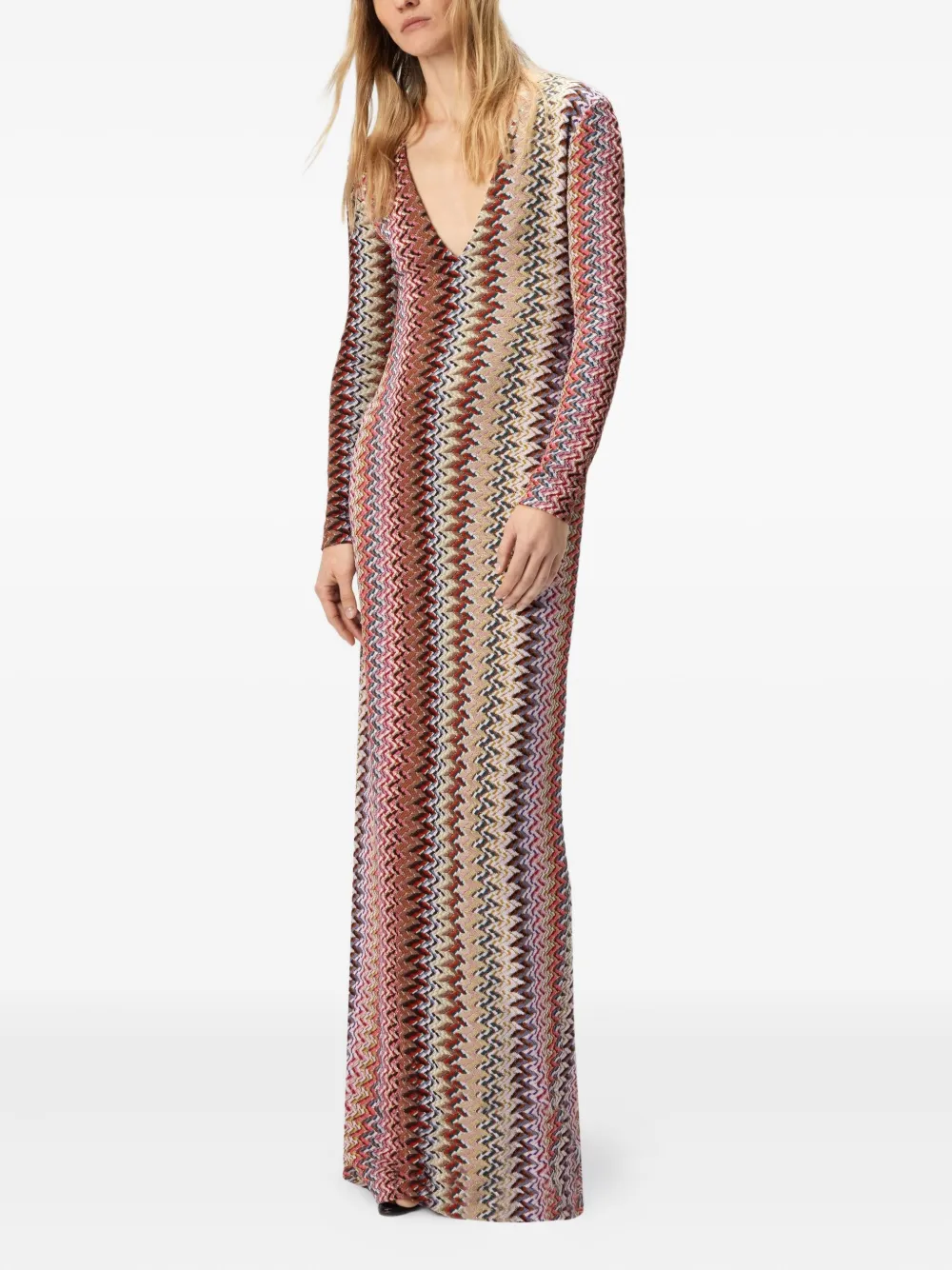 Missoni chevron-pattern maxi dress Bruin