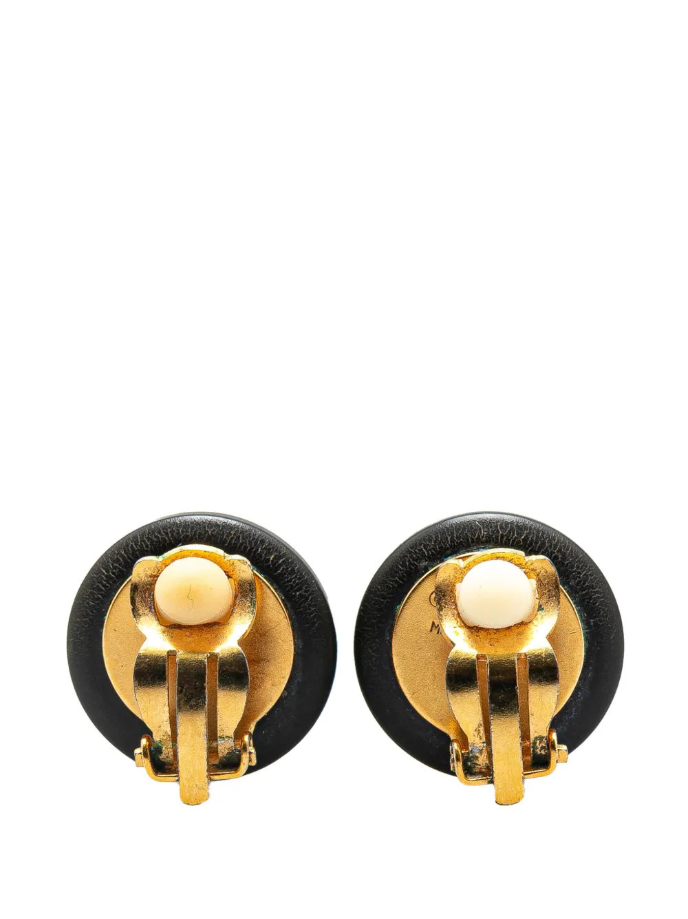 CHANEL Pre-Owned 1996 Resin CC Button Clip On Earrings costume earrings | Image 2