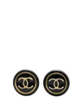 CHANEL Pre-Owned 1996 Resin CC Button Clip On Earrings costume earrings - Black
