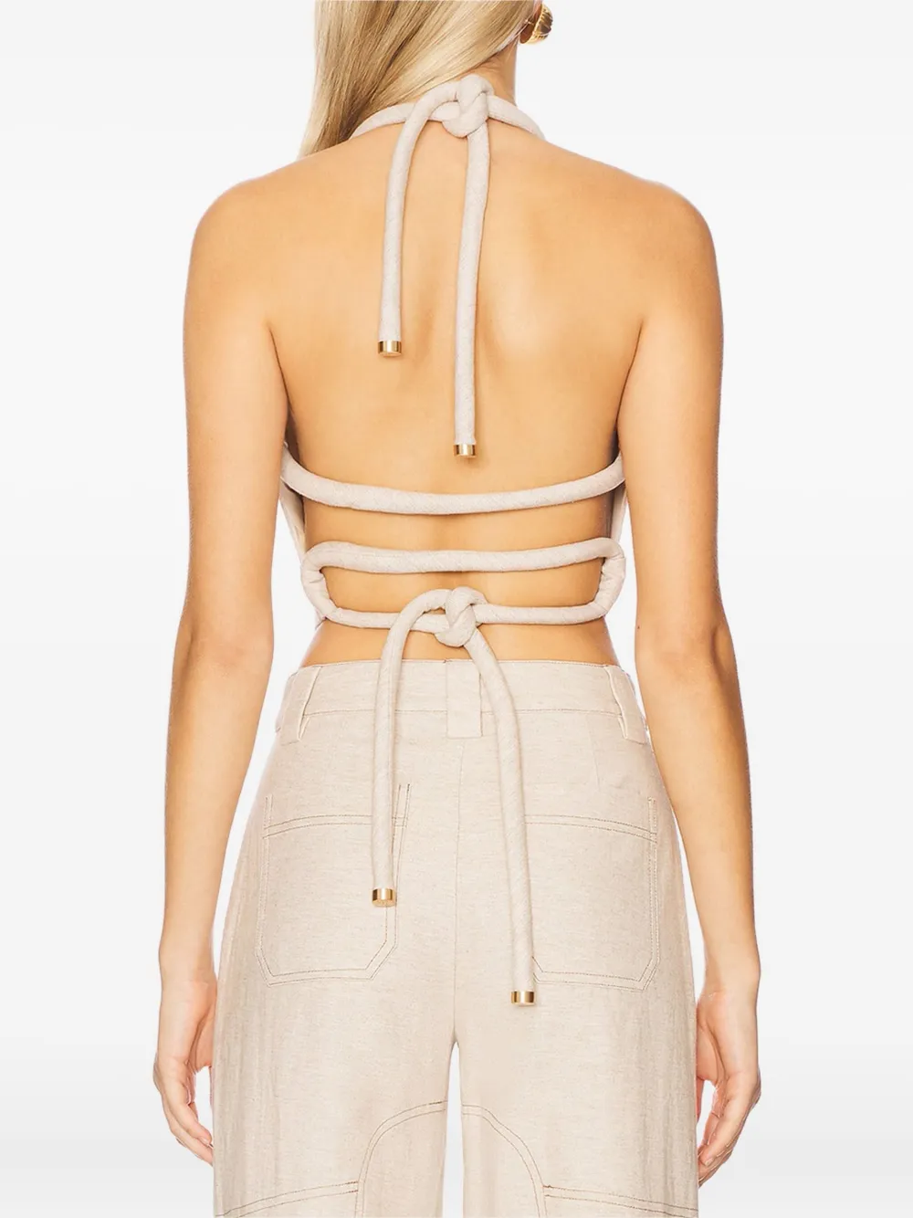 Cult Gaia Themis tanktop met touw detail Beige