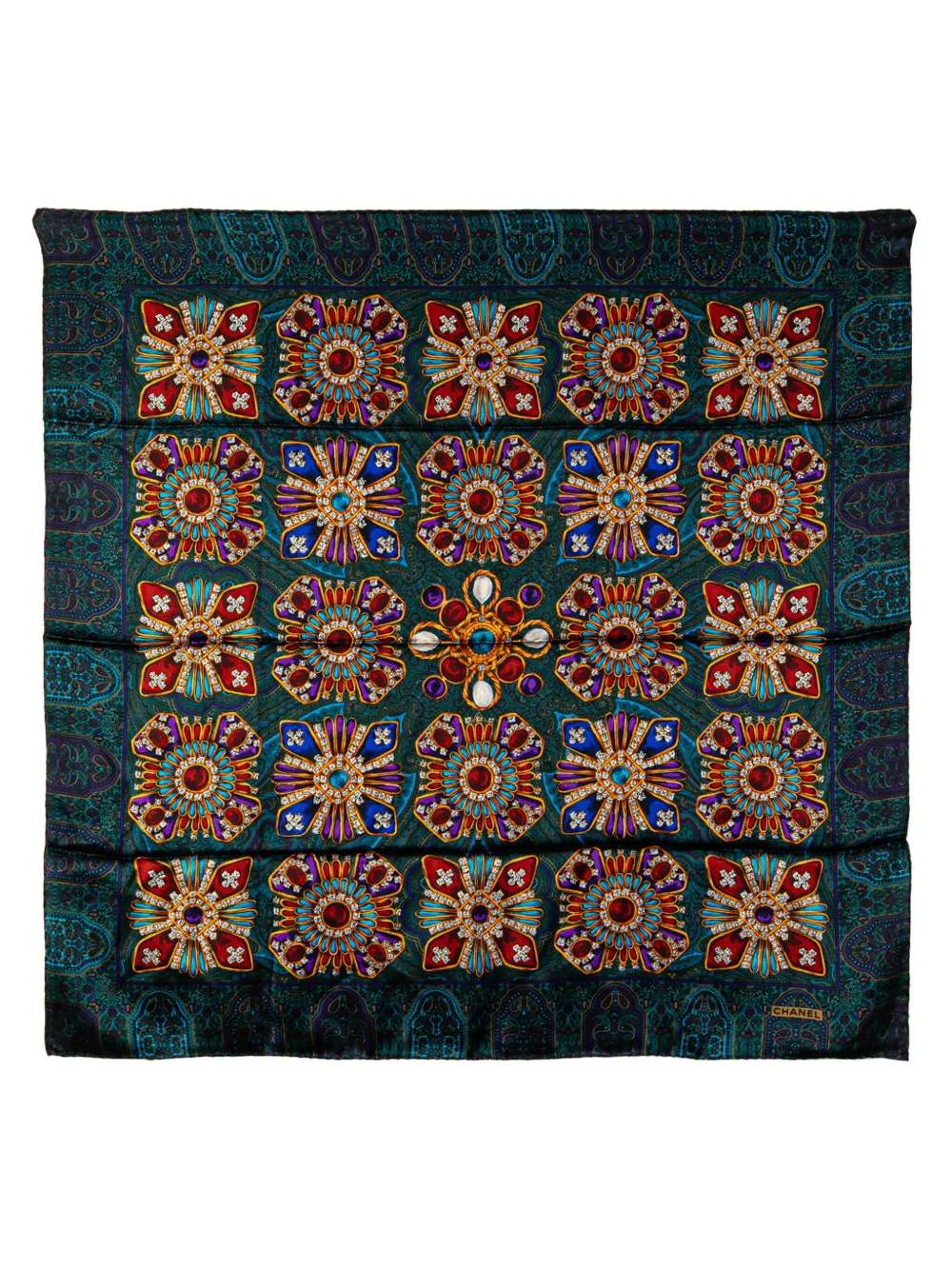 CHANEL Pre-Owned 20th Century Gripoix Silk Scarf scarves | verde | Image 1