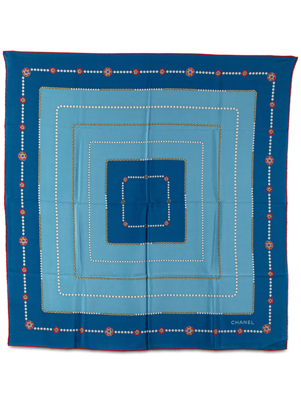 CHANEL Pre-Owned 20th Century Jewelry Print Silk Scarf scarves - ブルー CHANEL Pre-Owned 20th Century Jewelry Print Silk Scarf scarves - ブルー