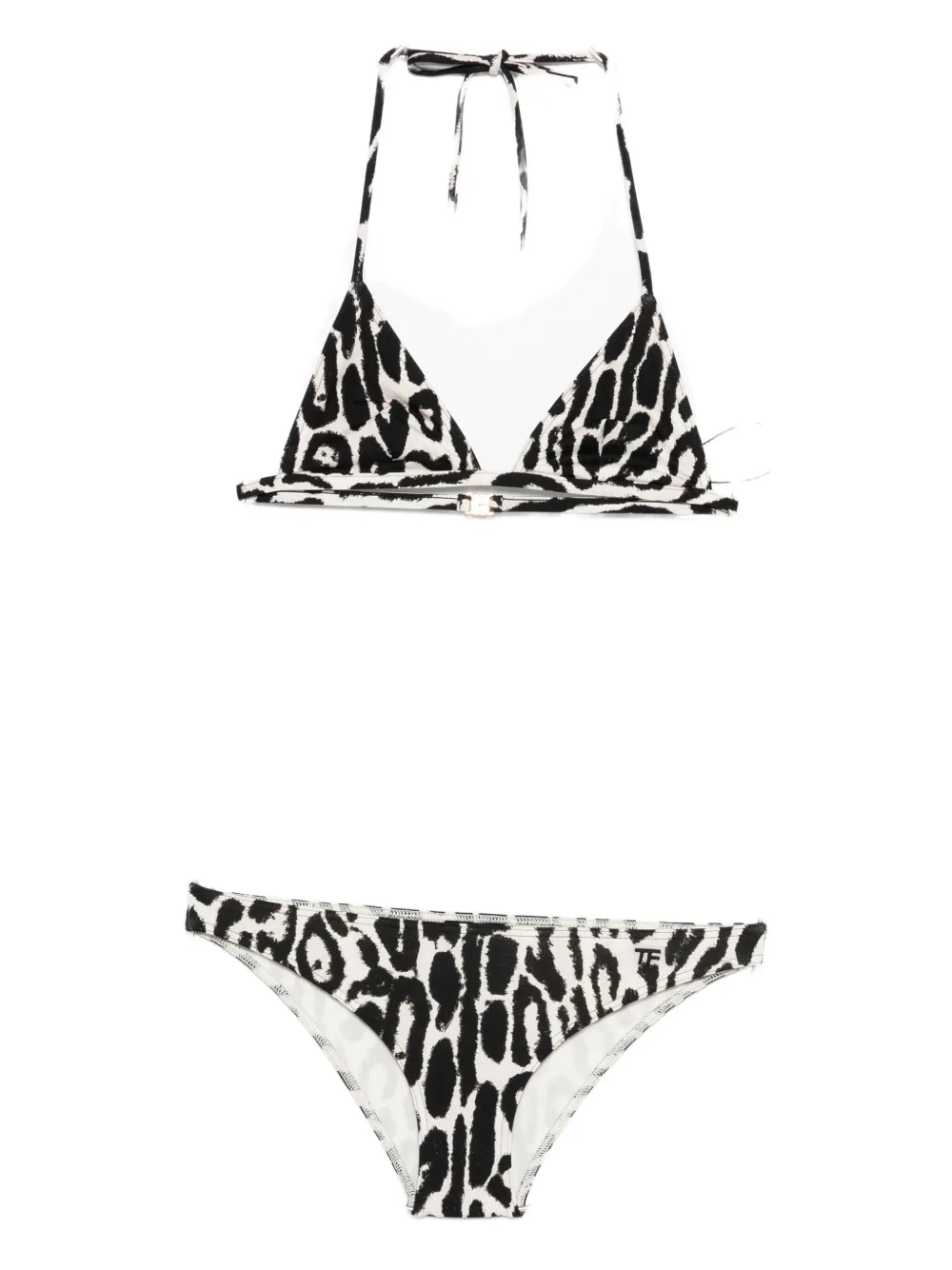 Tom Ford Leopard-print Triangle Bikini In Black