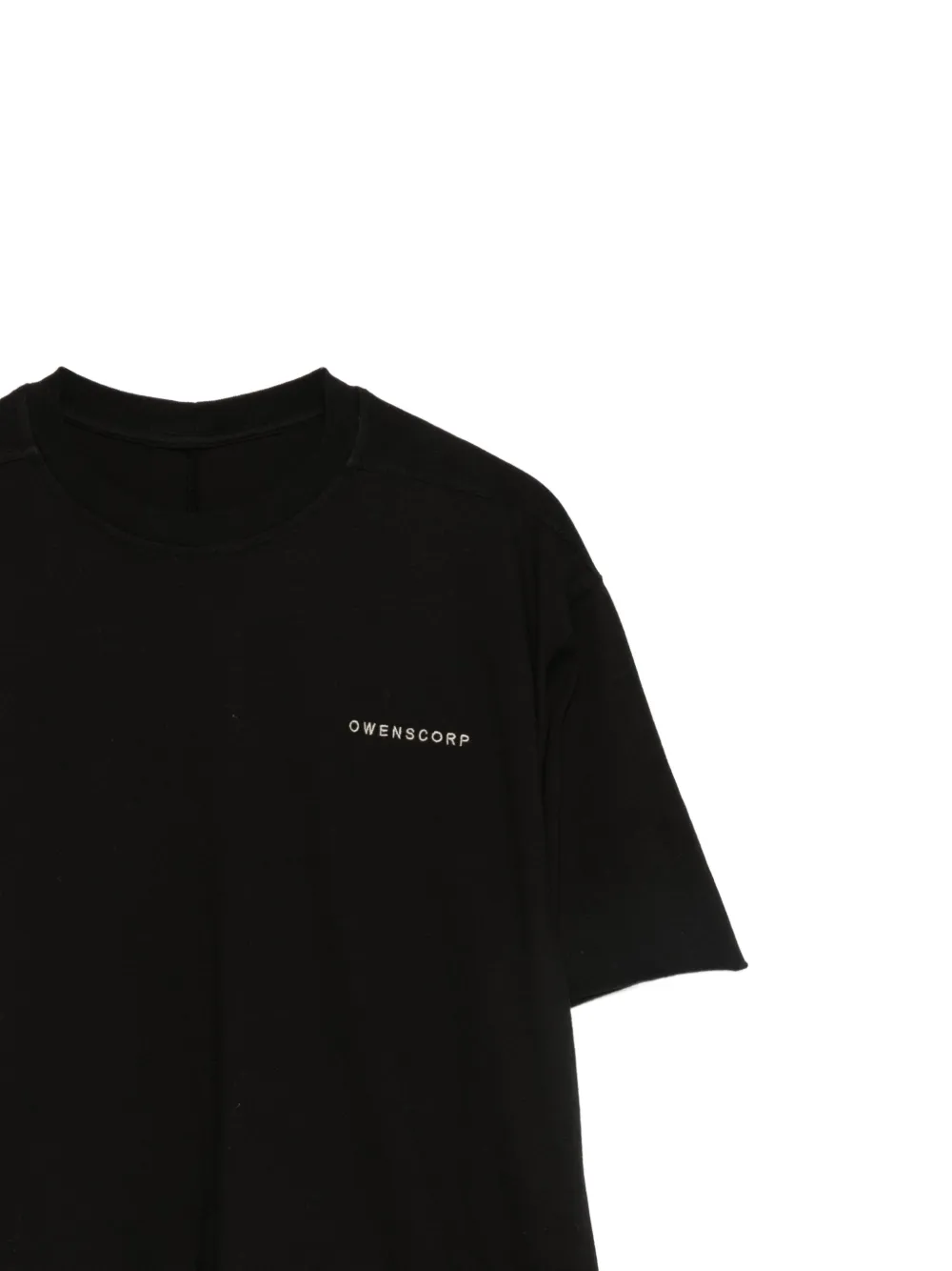 Rick Owens Kids logo-detail raw-edge T-shirt Zwart