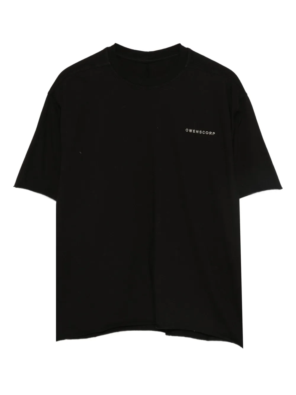 Rick Owens Kids logo-detail raw-edge T-shirt Zwart