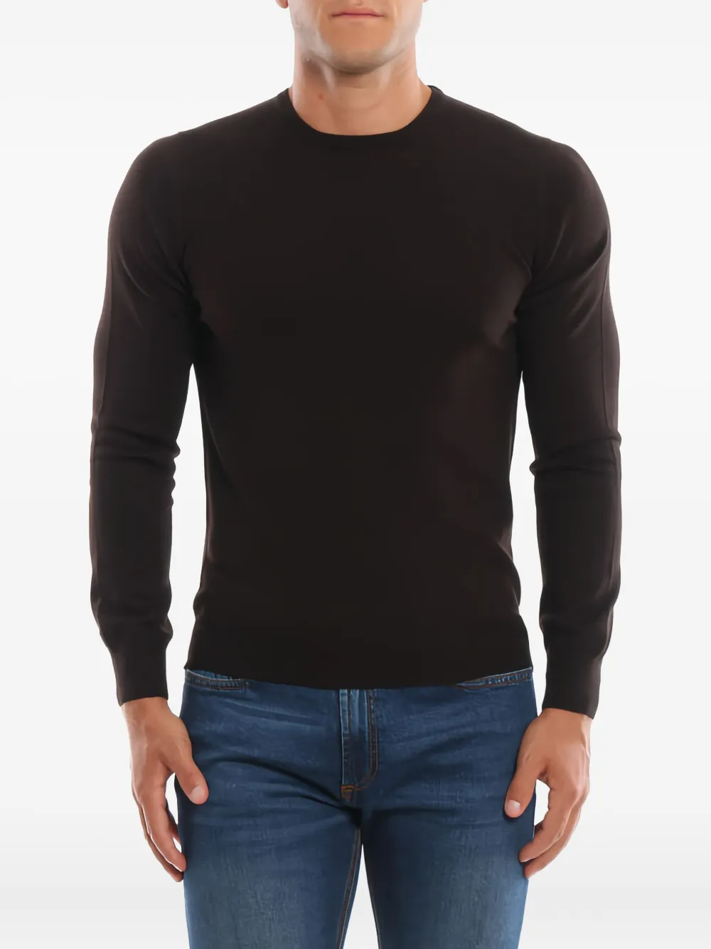  Giuuno Round-neck Long-sleeve Sweater - Brown 