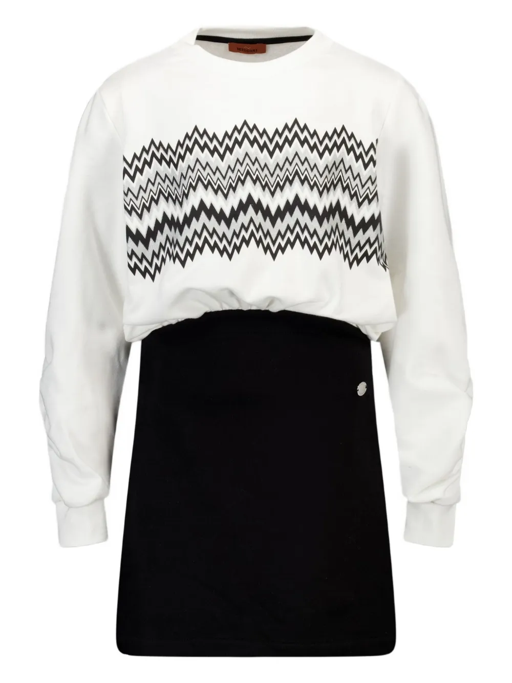 Missoni Kids zig-zag long-sleeve dress - Bianco