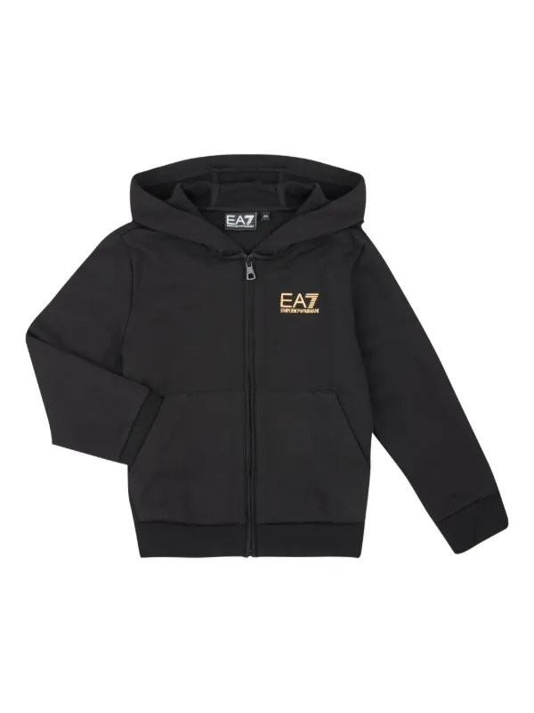 Emporio Armani Kids logo-detail zip-up Hoodie Black FARFETCH IN