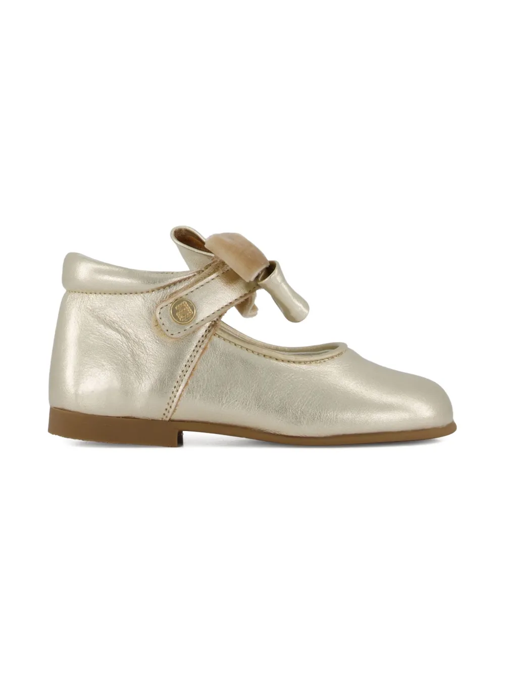 ANDANINES velvet-bow leather ballerinas - Beige