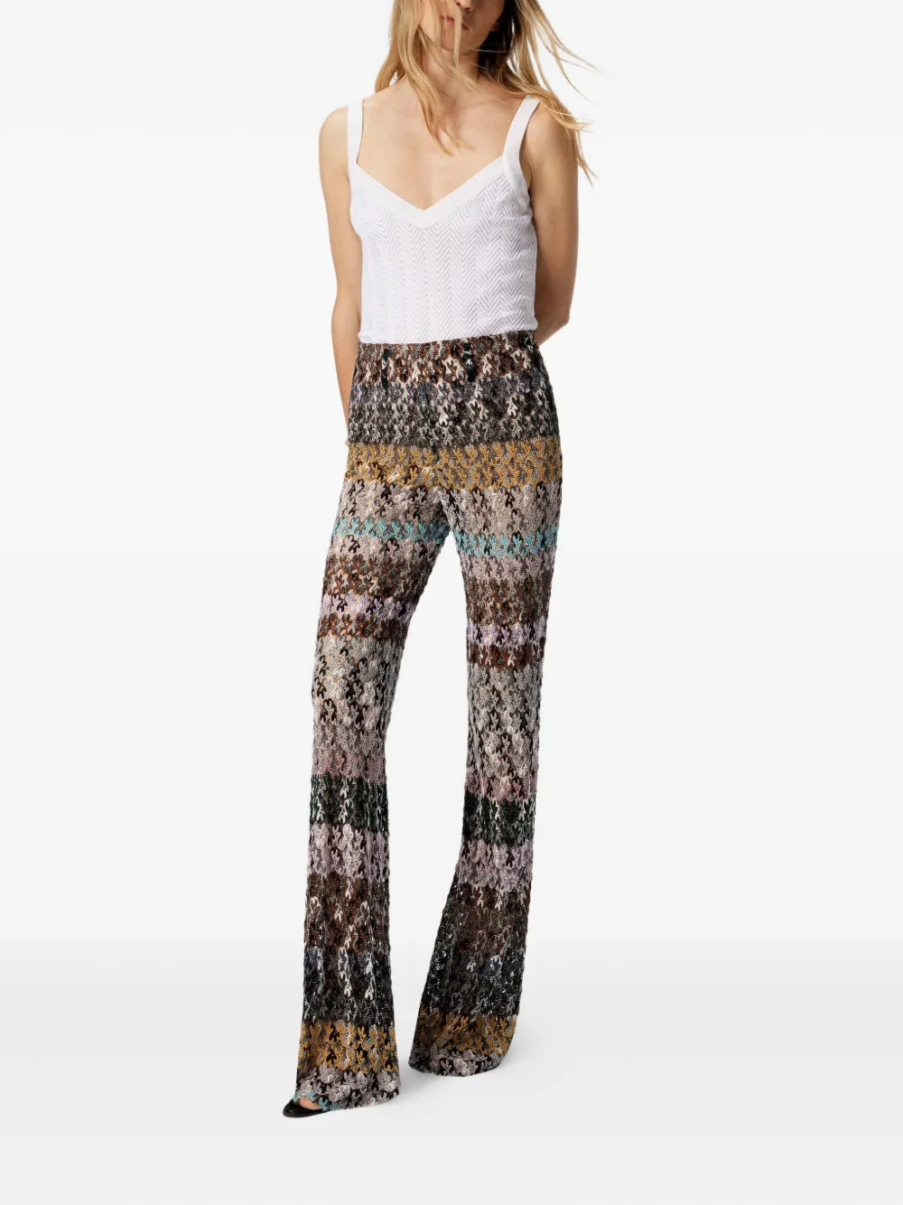 Missoni High Waist Flared Pants In Brown