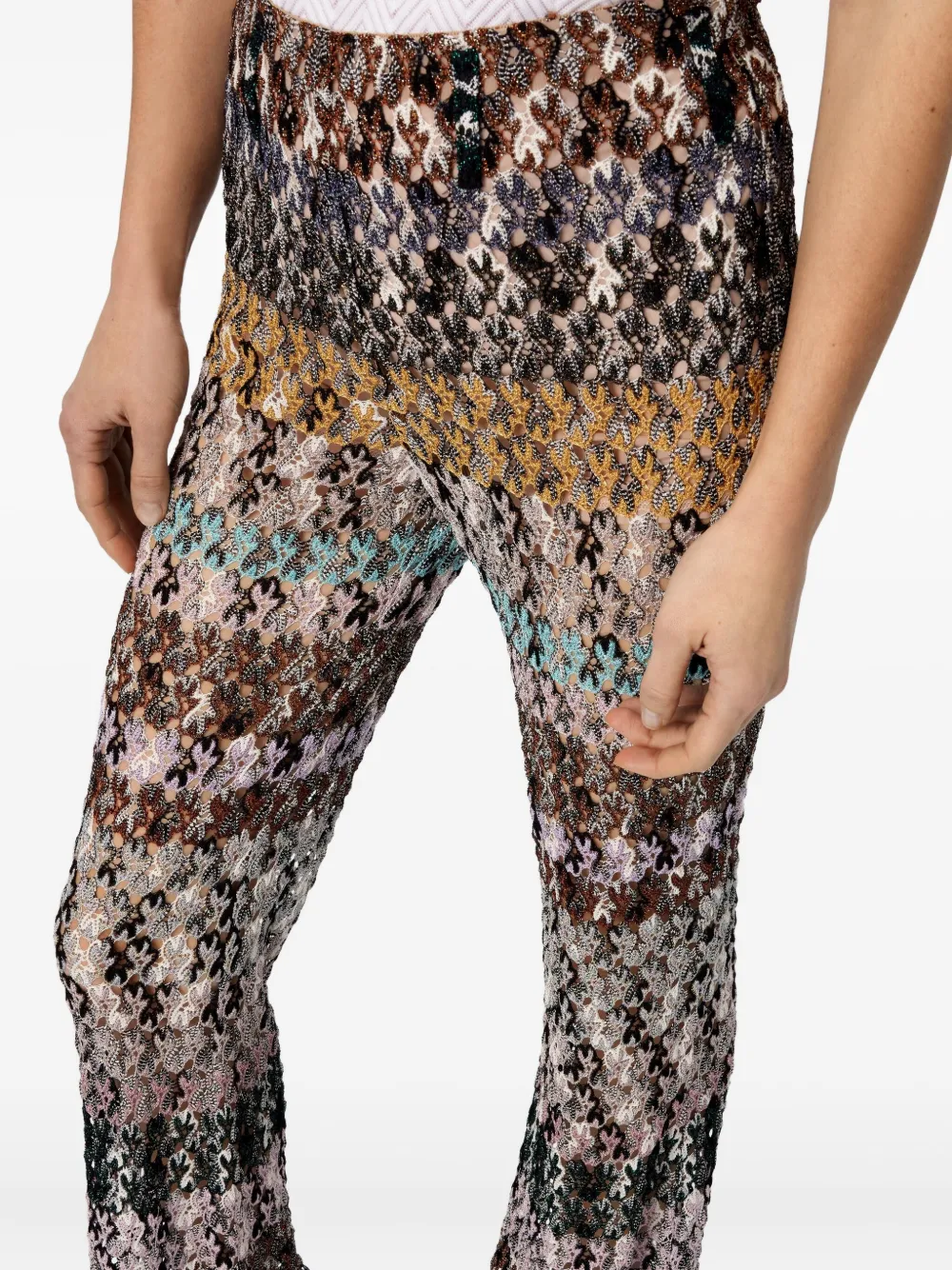 Missoni High Waist Flared Pants In Brown