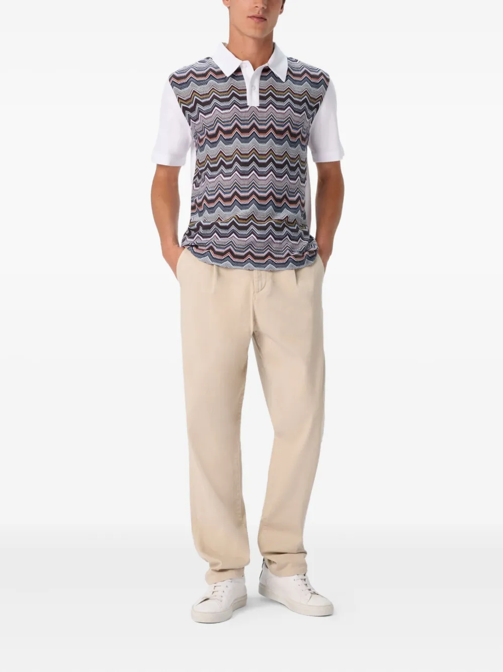 Missoni chevron-pattern polo shirt - Grijs
