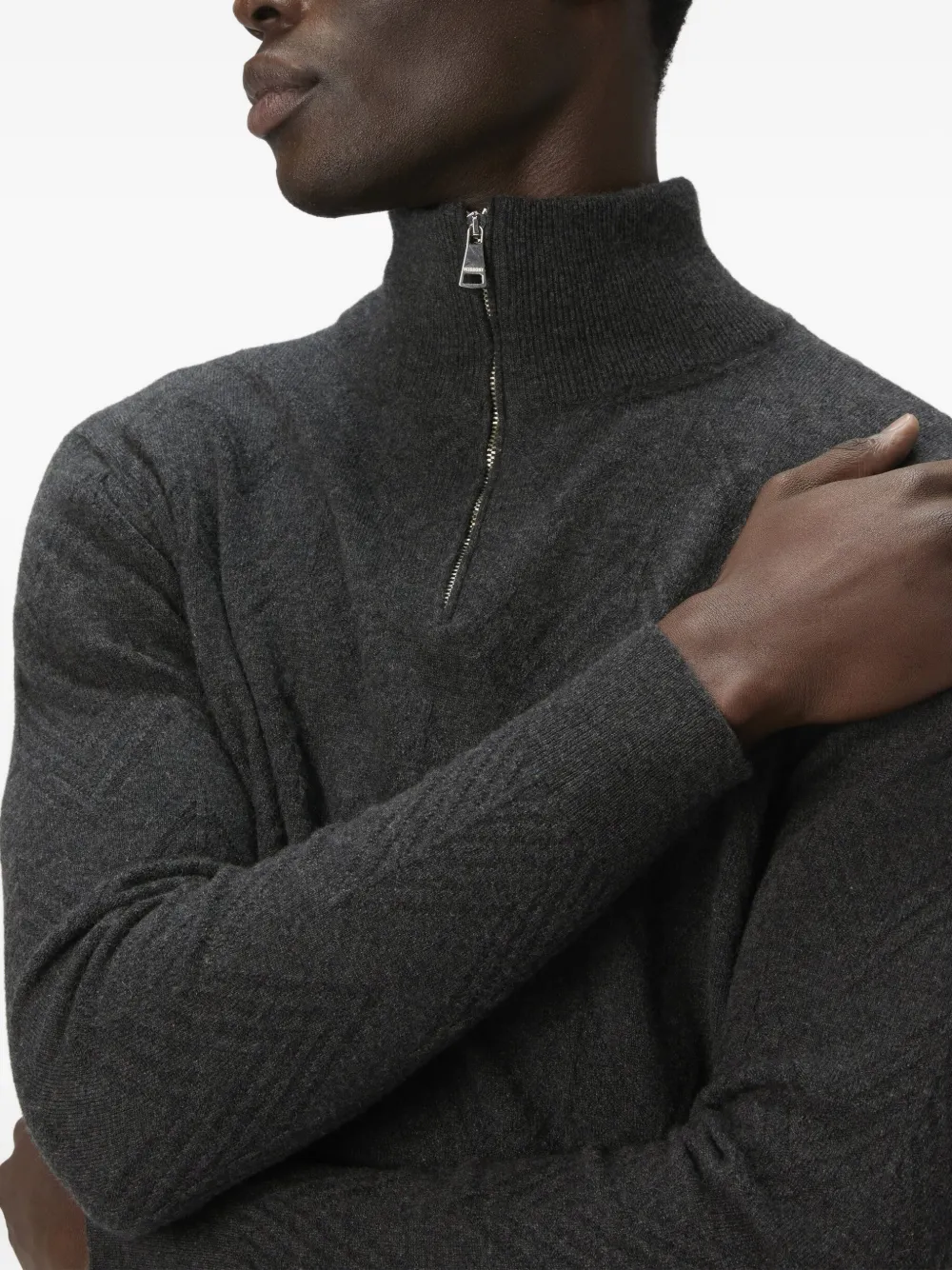 Missoni Trui met visgraatpatroon en halve rits Grijs