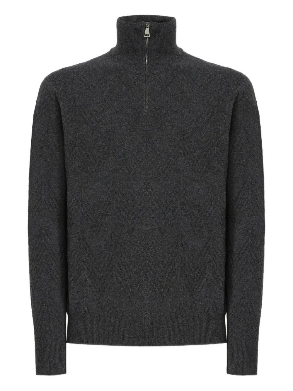 Missoni Trui met visgraatpatroon en halve rits Grijs