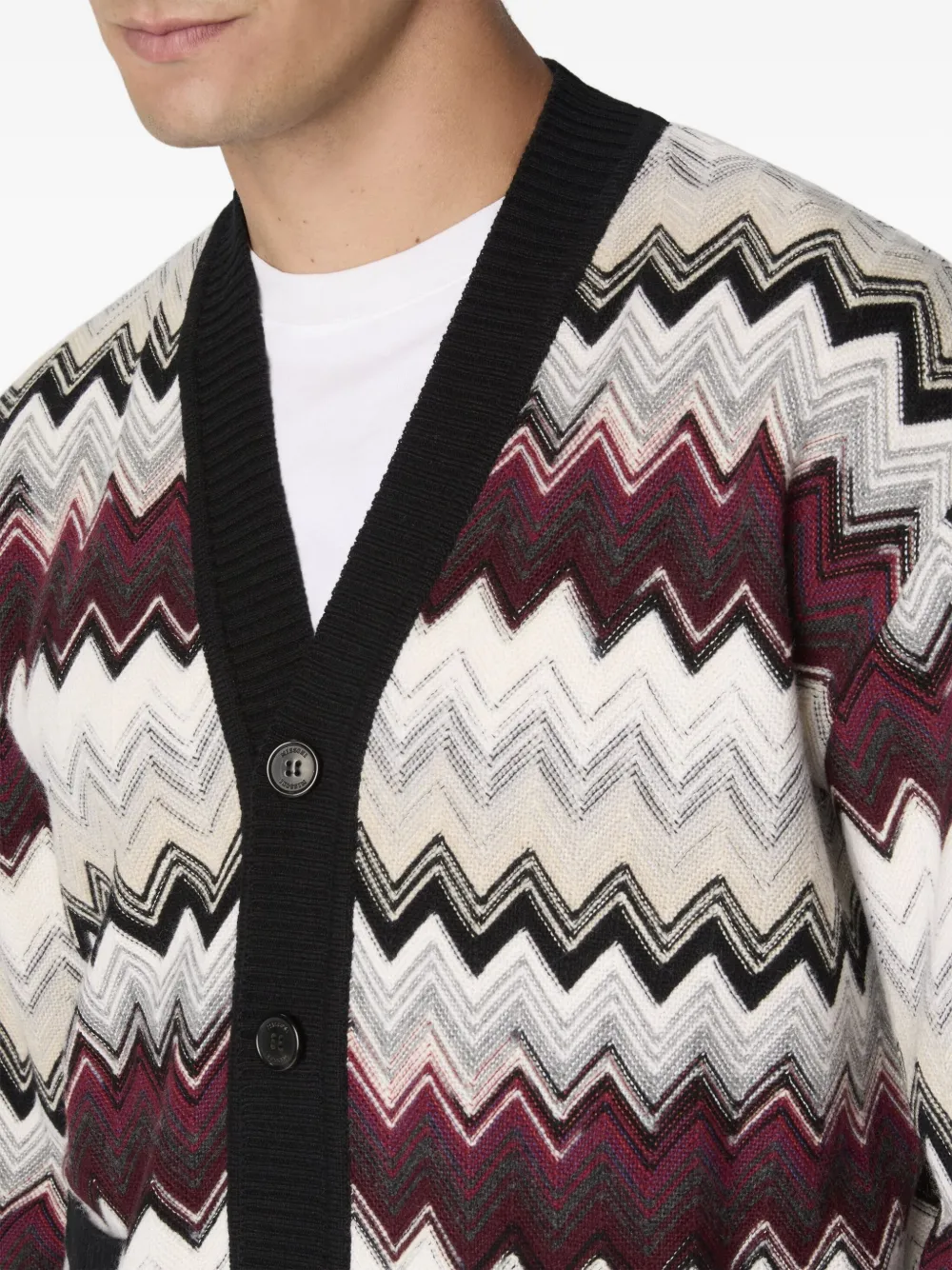 Missoni chevron-pattern button cardigan Wit