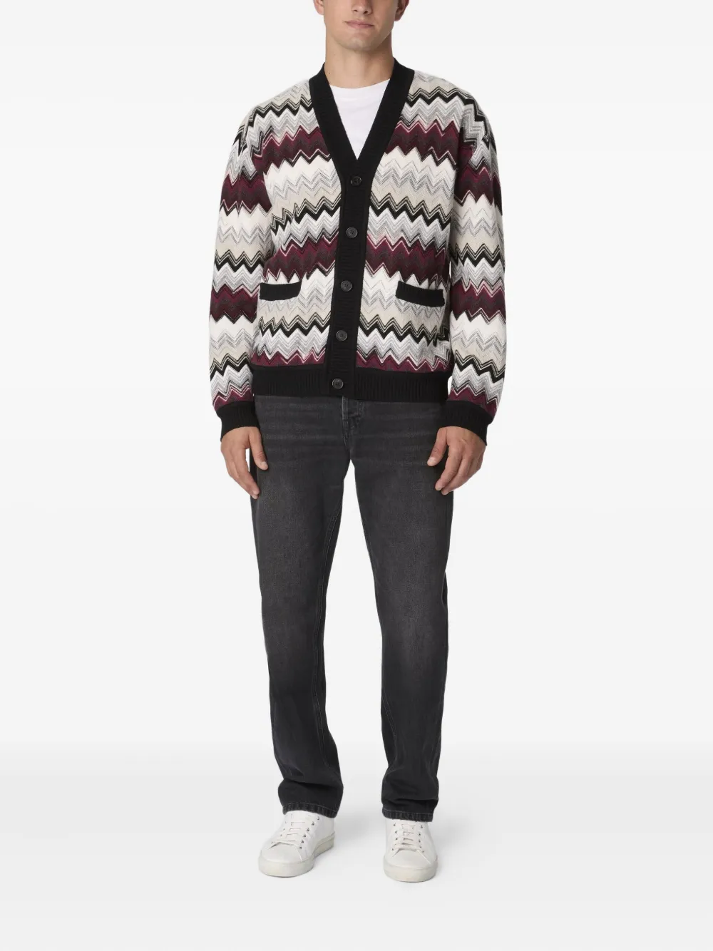 Missoni chevron-pattern button cardigan Wit