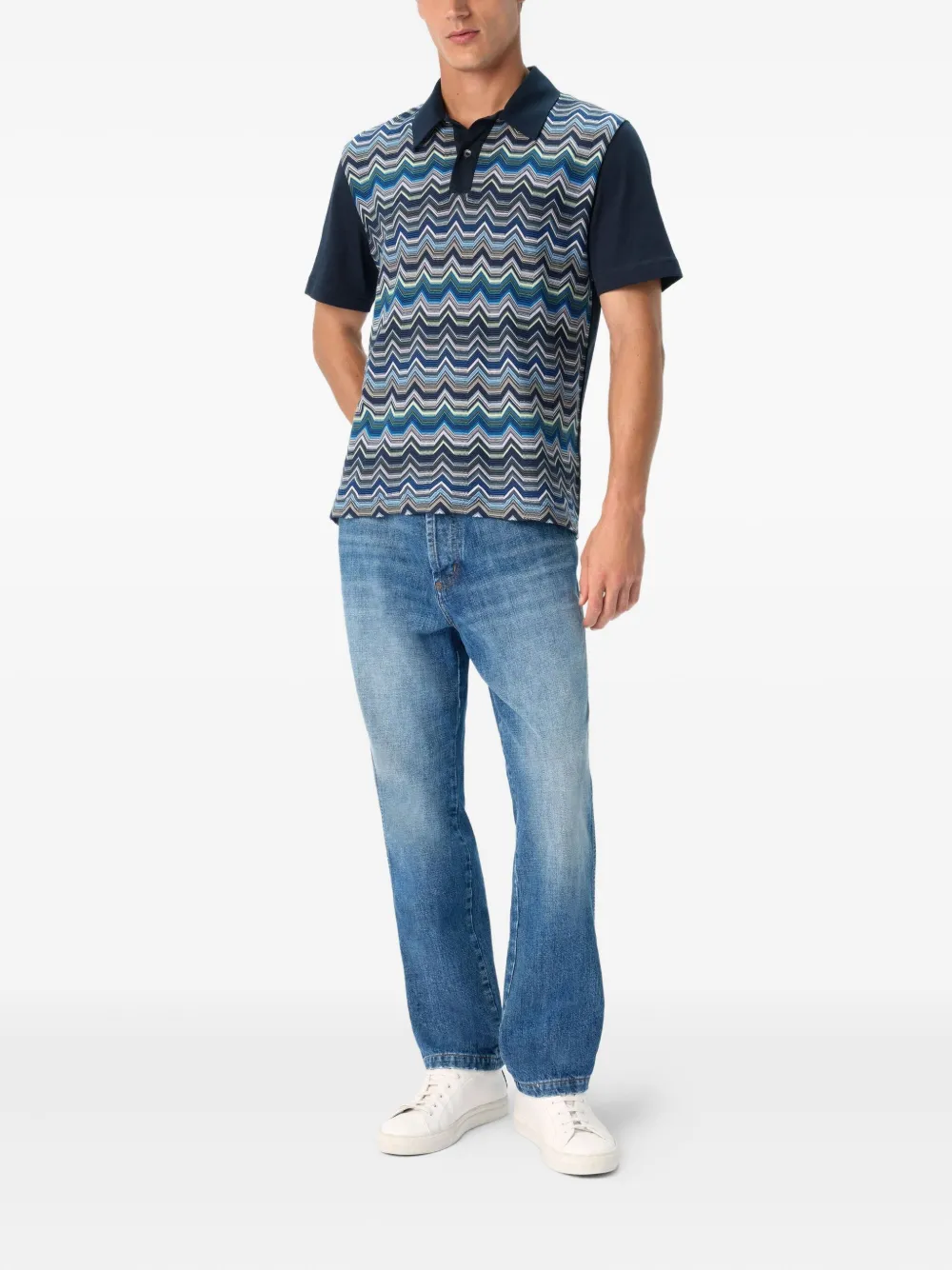 Missoni chevron-pattern polo shirt - Blauw