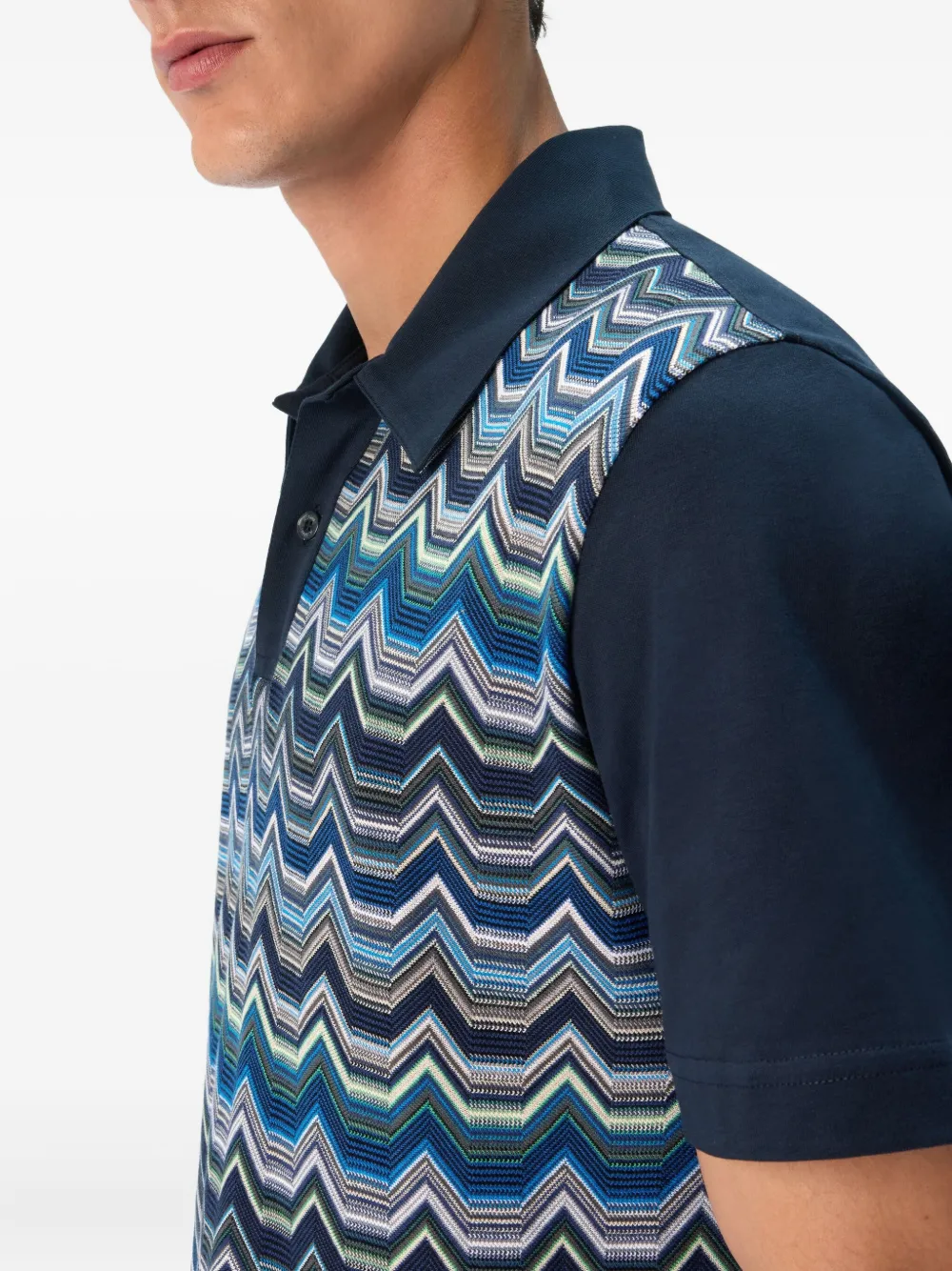 Missoni chevron-pattern polo shirt Blauw