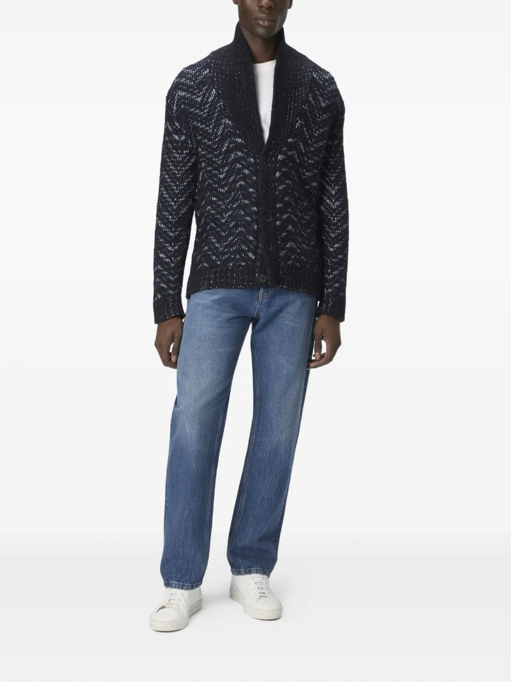 Missoni Vest met sjaalkraag en golvend patroon Blauw