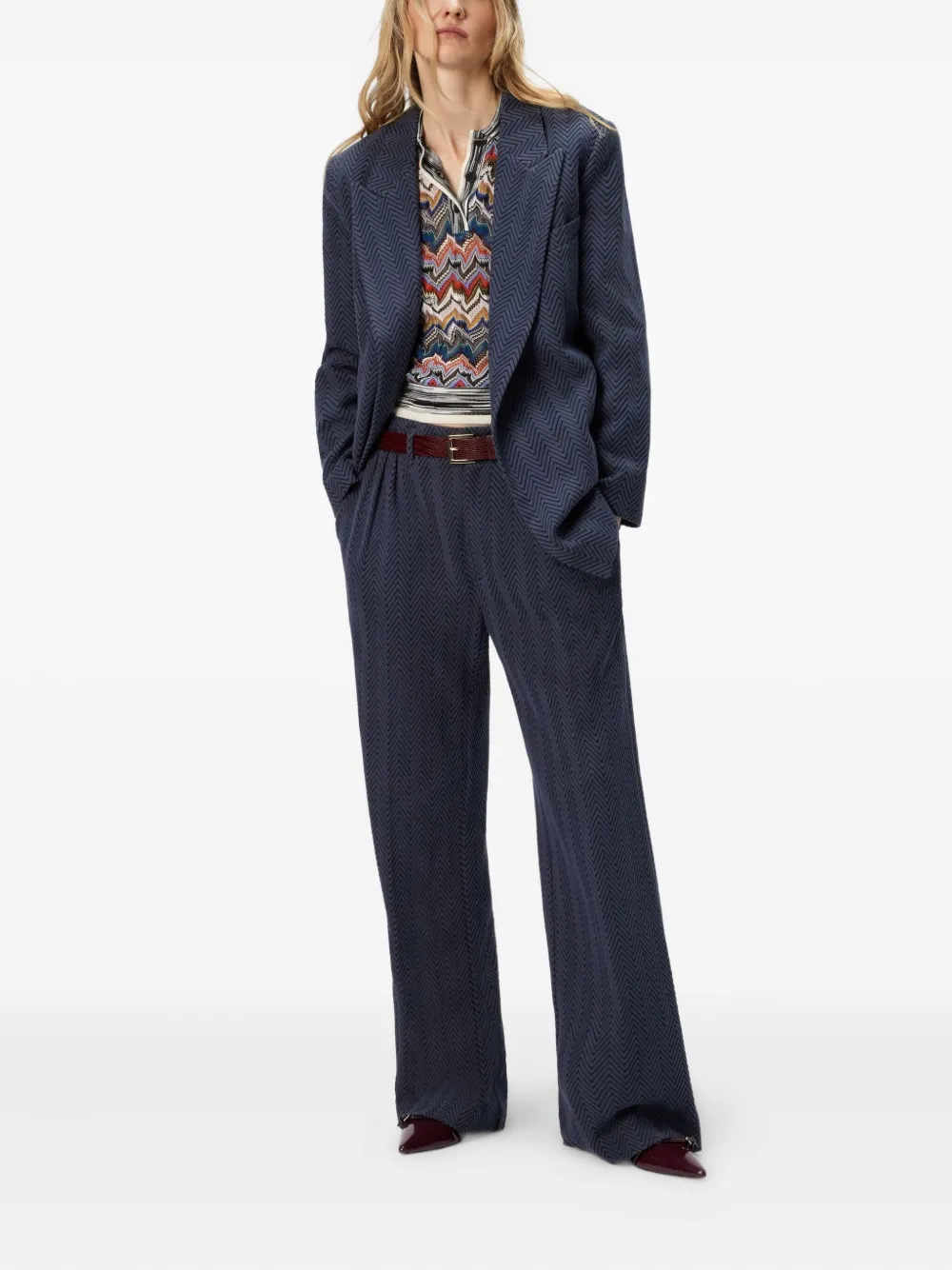 Missoni zigzag-pattern pleated trousers Blauw