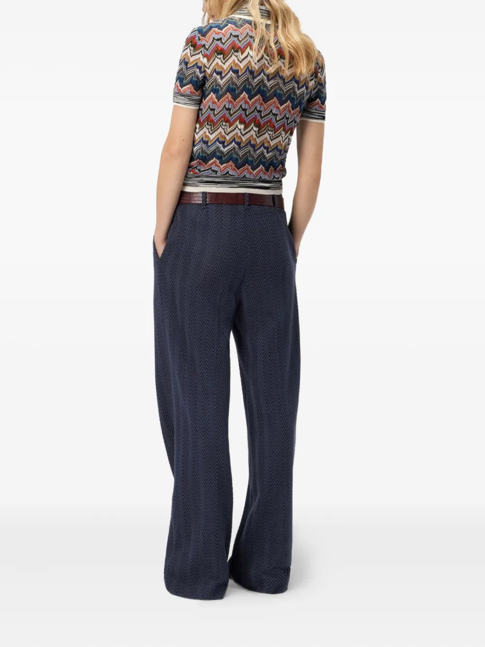 Missoni zigzag-pattern pleated trousers Blauw