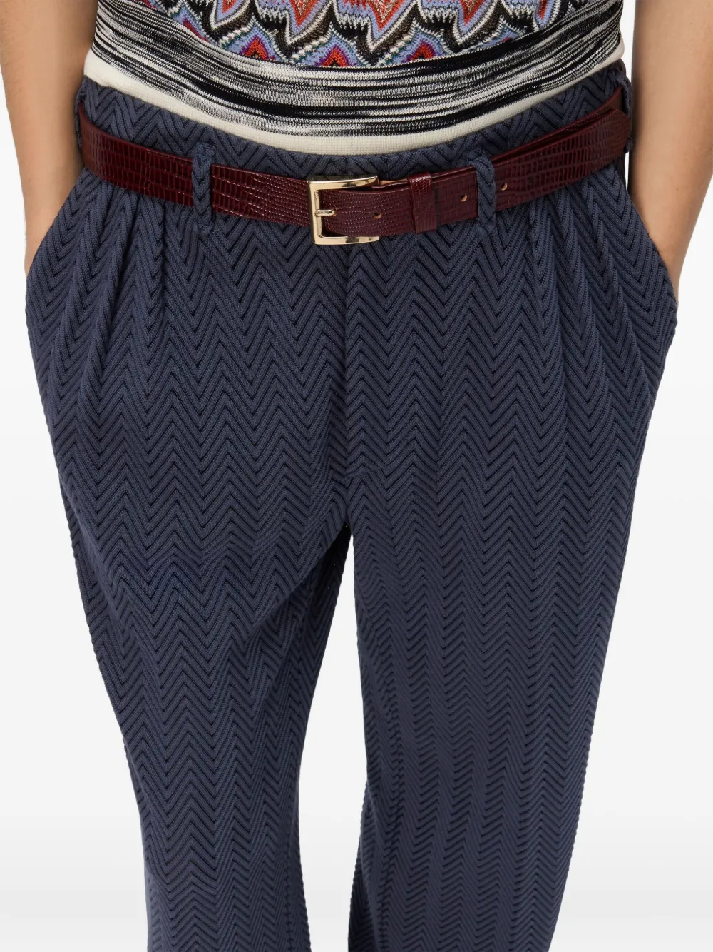 Missoni zigzag-pattern pleated trousers Blauw
