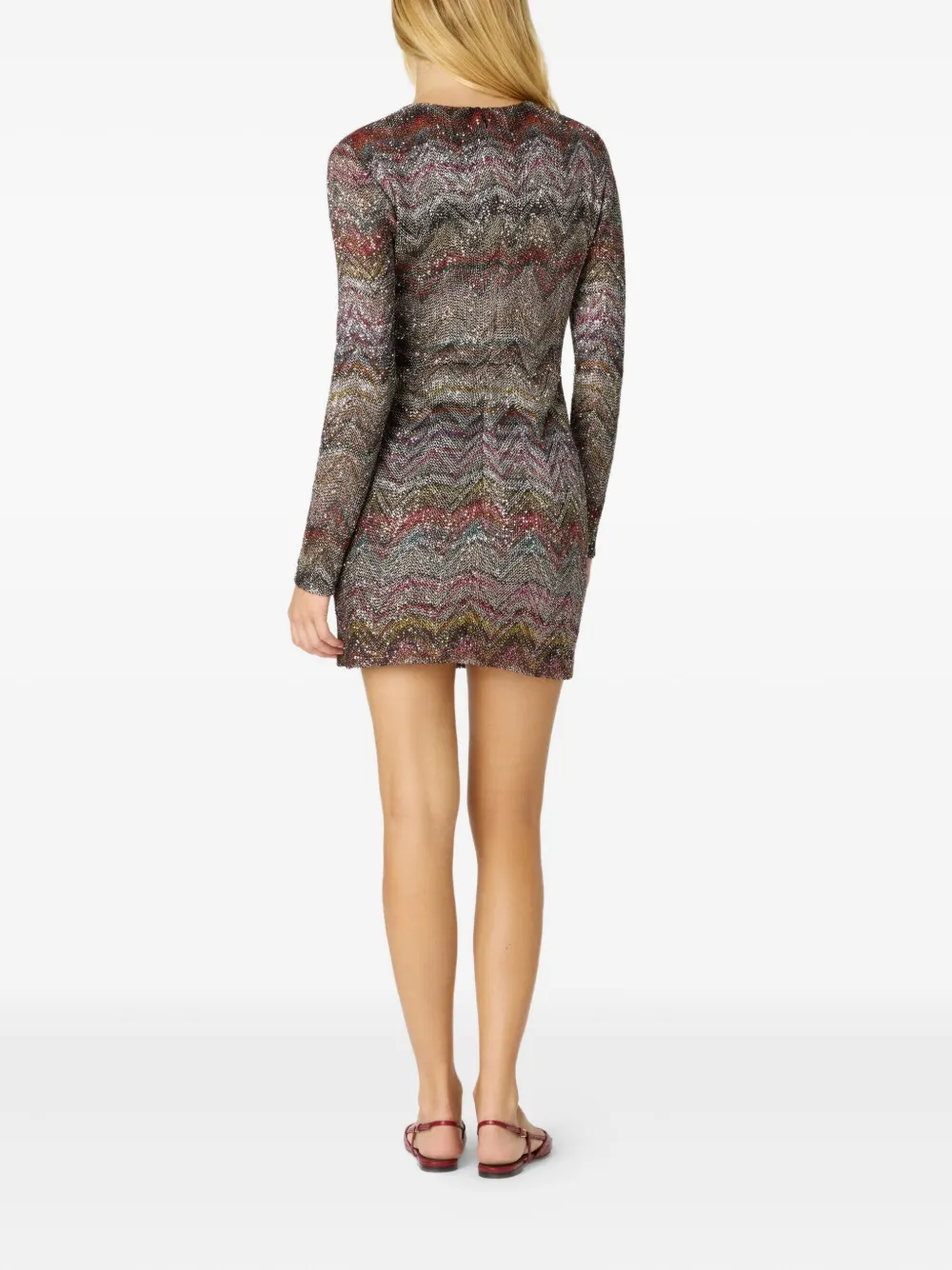 Missoni Mini-jurk verfraaid met pailletten en zigzag patroon Beige