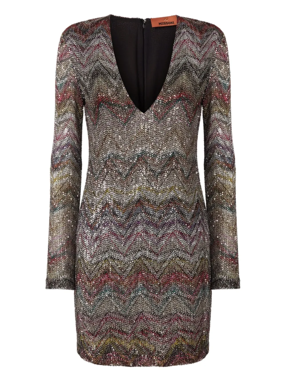 Missoni sequin-embellishment zigzag-pattern mini dress Beige
