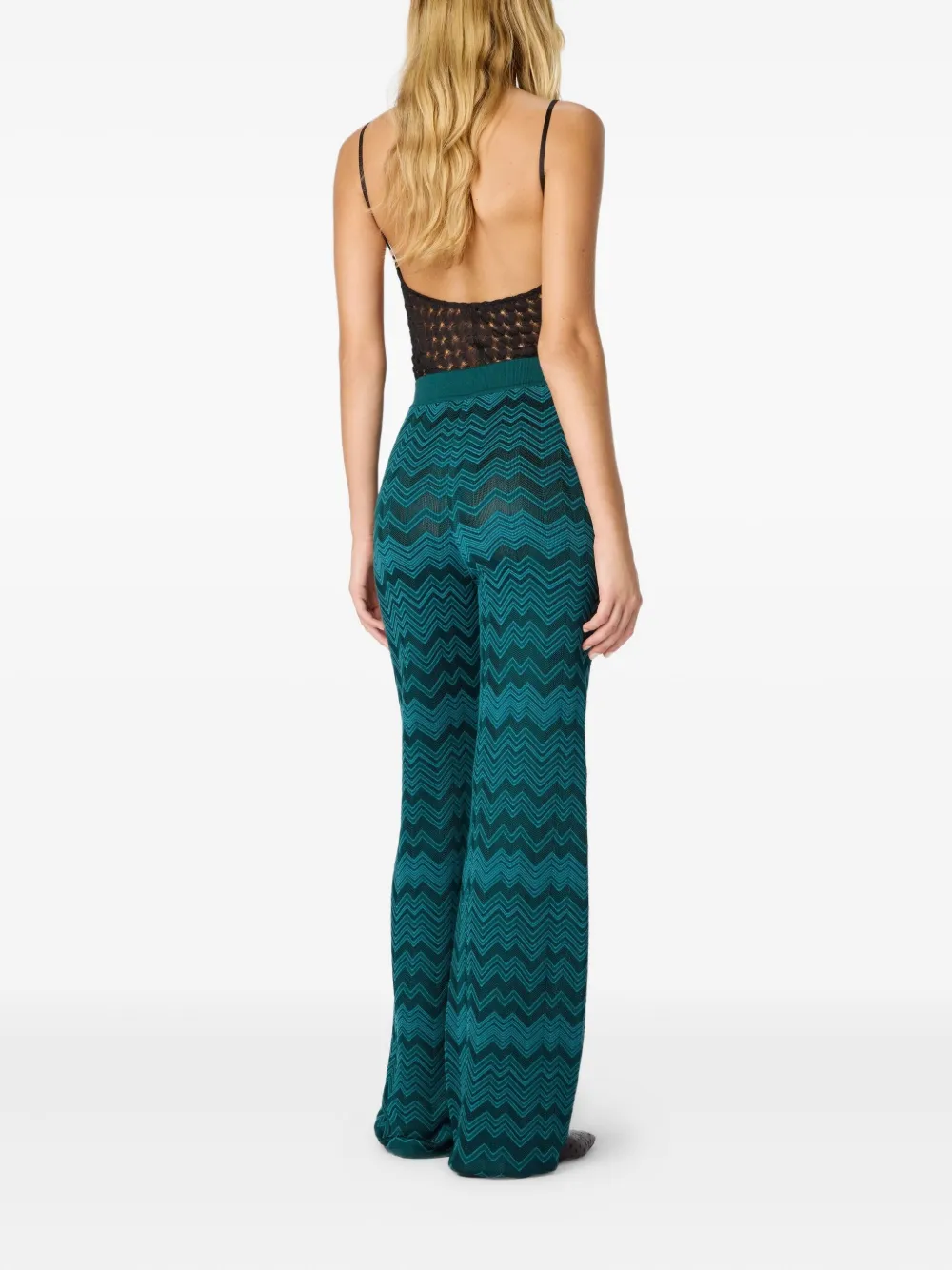 Missoni Gebreide broek met chevron-patroon Groen