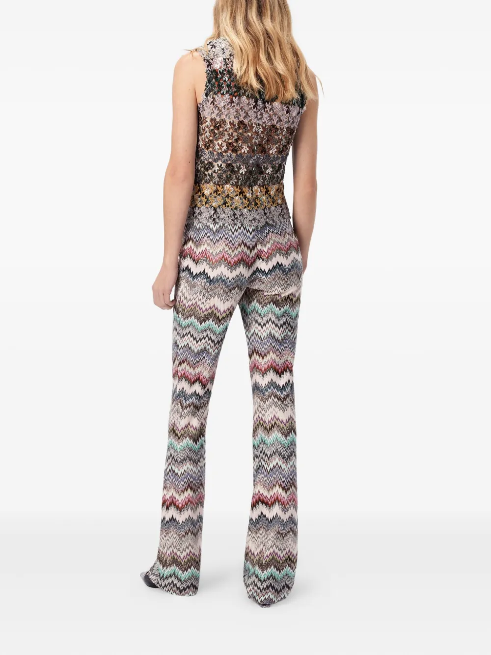 Missoni high-neck floral-pattern top Beige