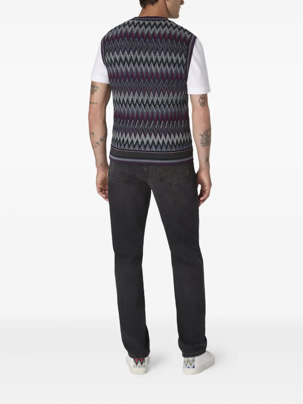 Missoni chevron-pattern V-neck sweater vest Blauw